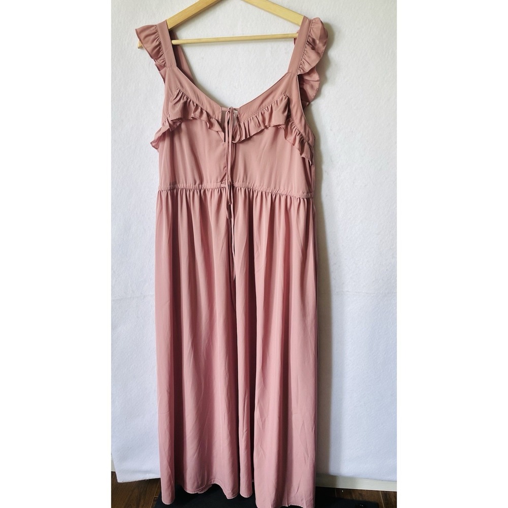 Lulus,โ Women's Dress Mauve Maxi Ruffled, Size M, Ruffled Straps,